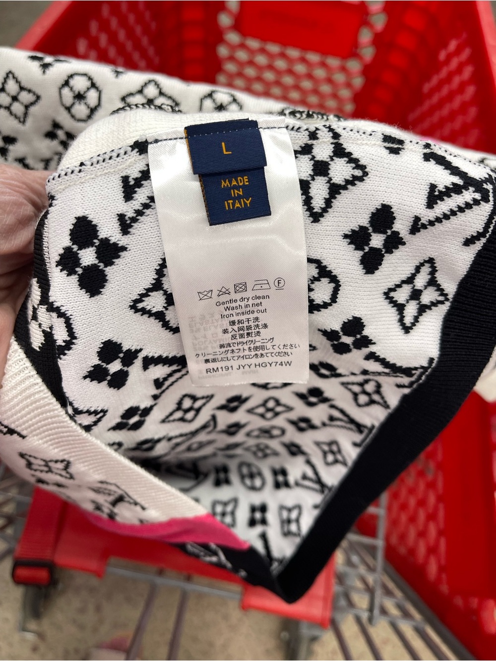 Louis Vuitton Monogram Short Sleeve Knit Top in White, Black & Pink - Picture 4 of 8